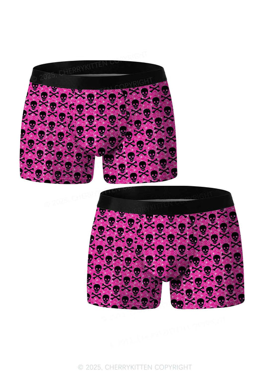 Skeleton Squad Valentine's Day Y2K Print Couples Boxer Briefs Set Cherrykitten