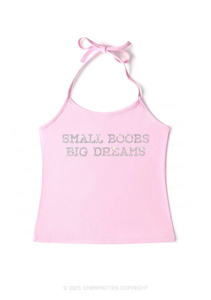 Rhinestone Small But Big Dreams Y2K Halter Neck Cami Cherrykitten