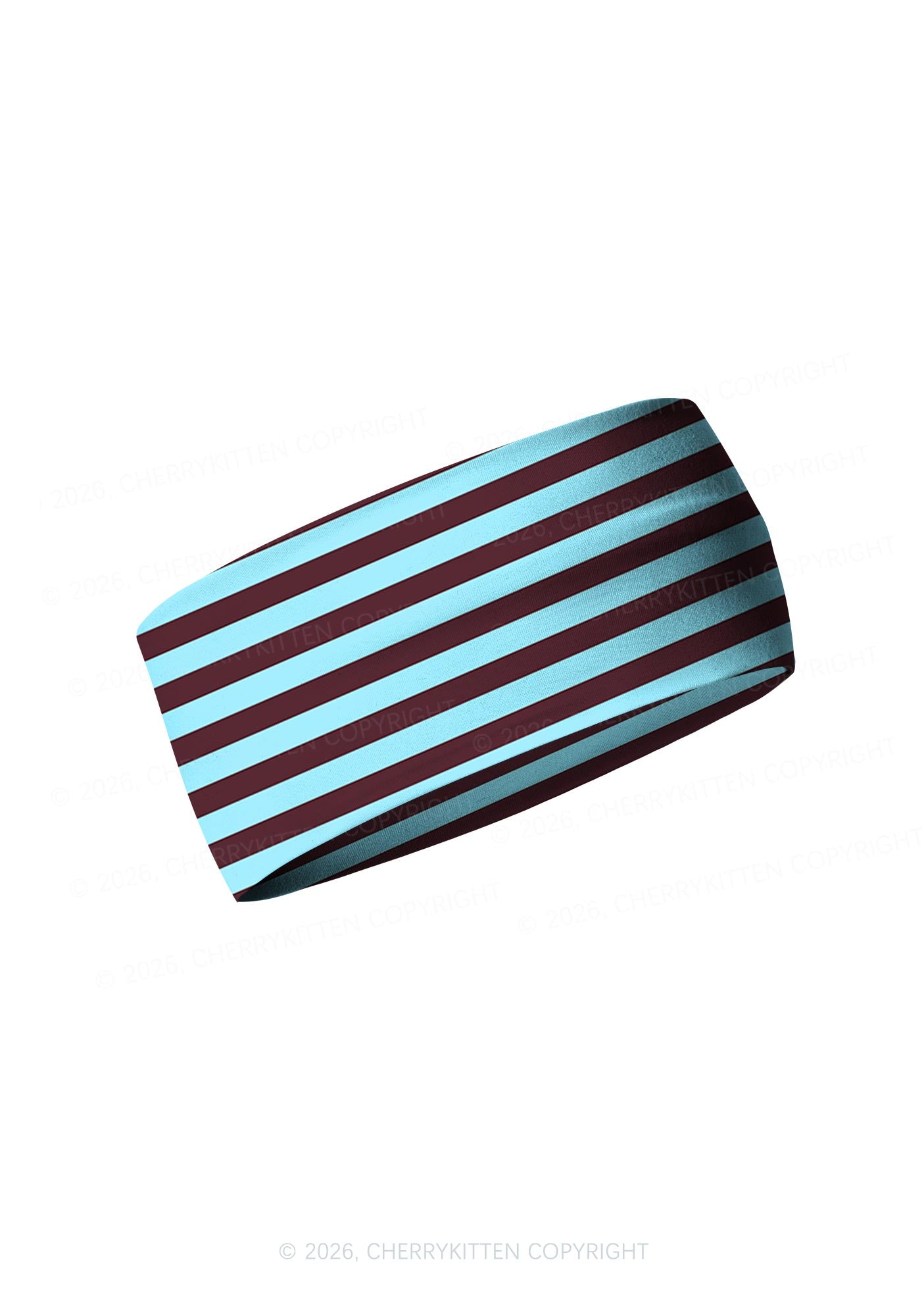 Blue Brown Stripes Y2K Print Headband Cherrykitten