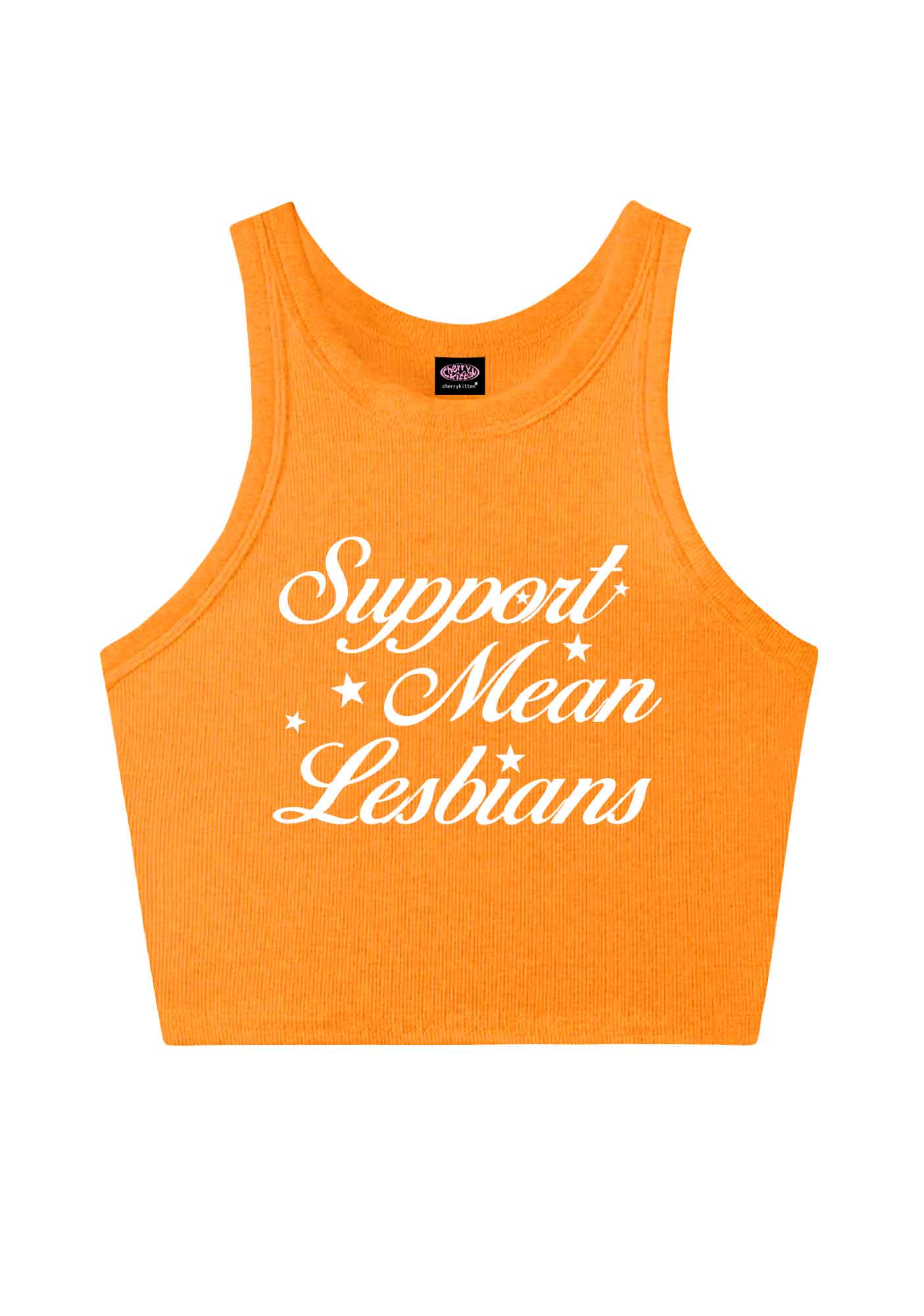 Support Mean Leabians Pride Y2K Crop Tank Top Cherrykitten