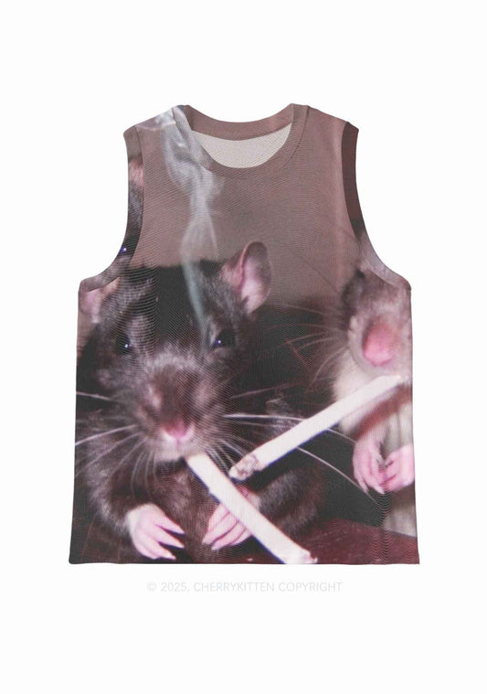 Smoking Rats Y2K Mesh Muscle Tank Cherrykitten
