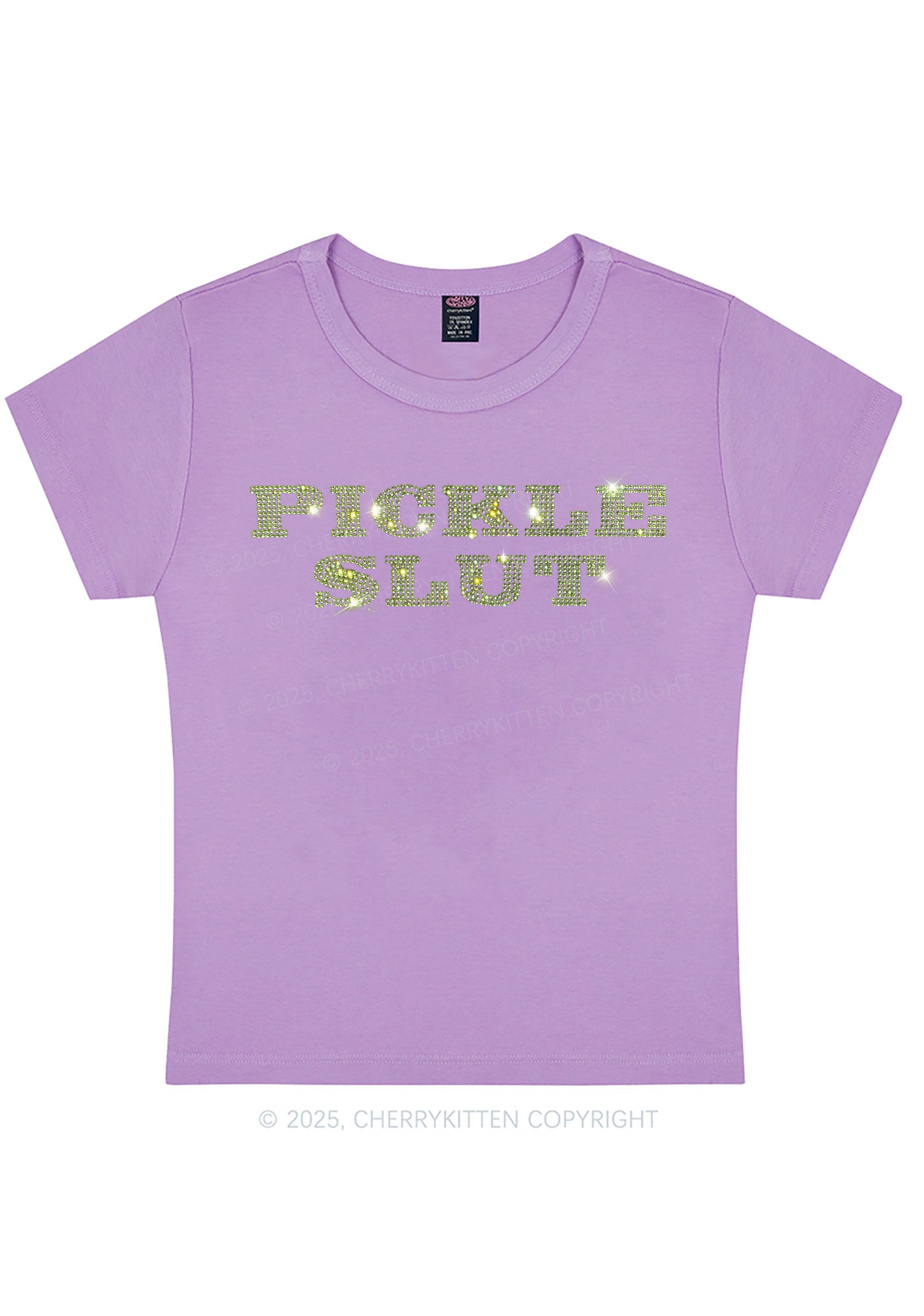 Rhinestone Pickle Slxt Y2K Baby Tee Cherrykitten