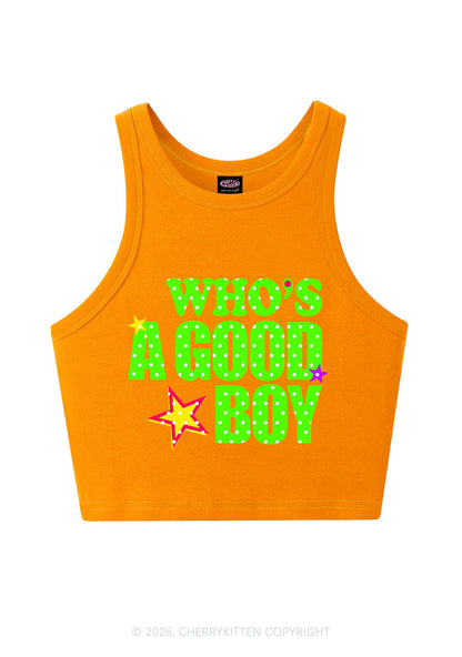 Whos A Good Boy Polka Dots Y2K Crop Tank Top Cherrykitten