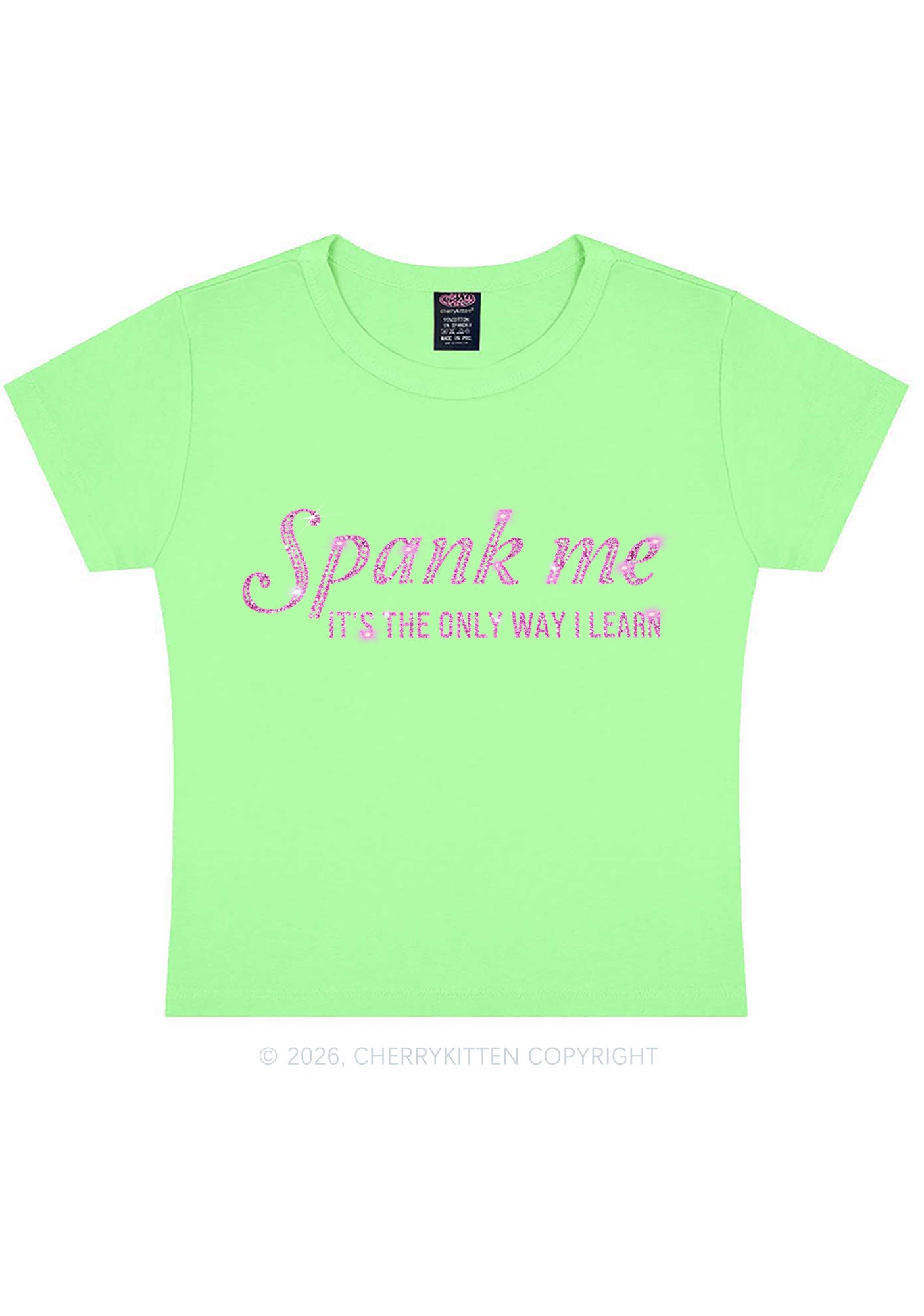Rhinestone Spank Me Y2K Baby Tee Cherrykitten