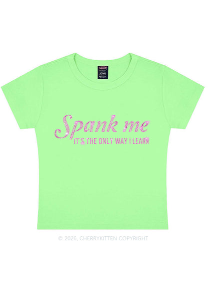 Rhinestone Spank Me Y2K Baby Tee Cherrykitten