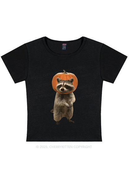 Halloween Silly Raccoon Y2K Baby Tee Cherrykitte