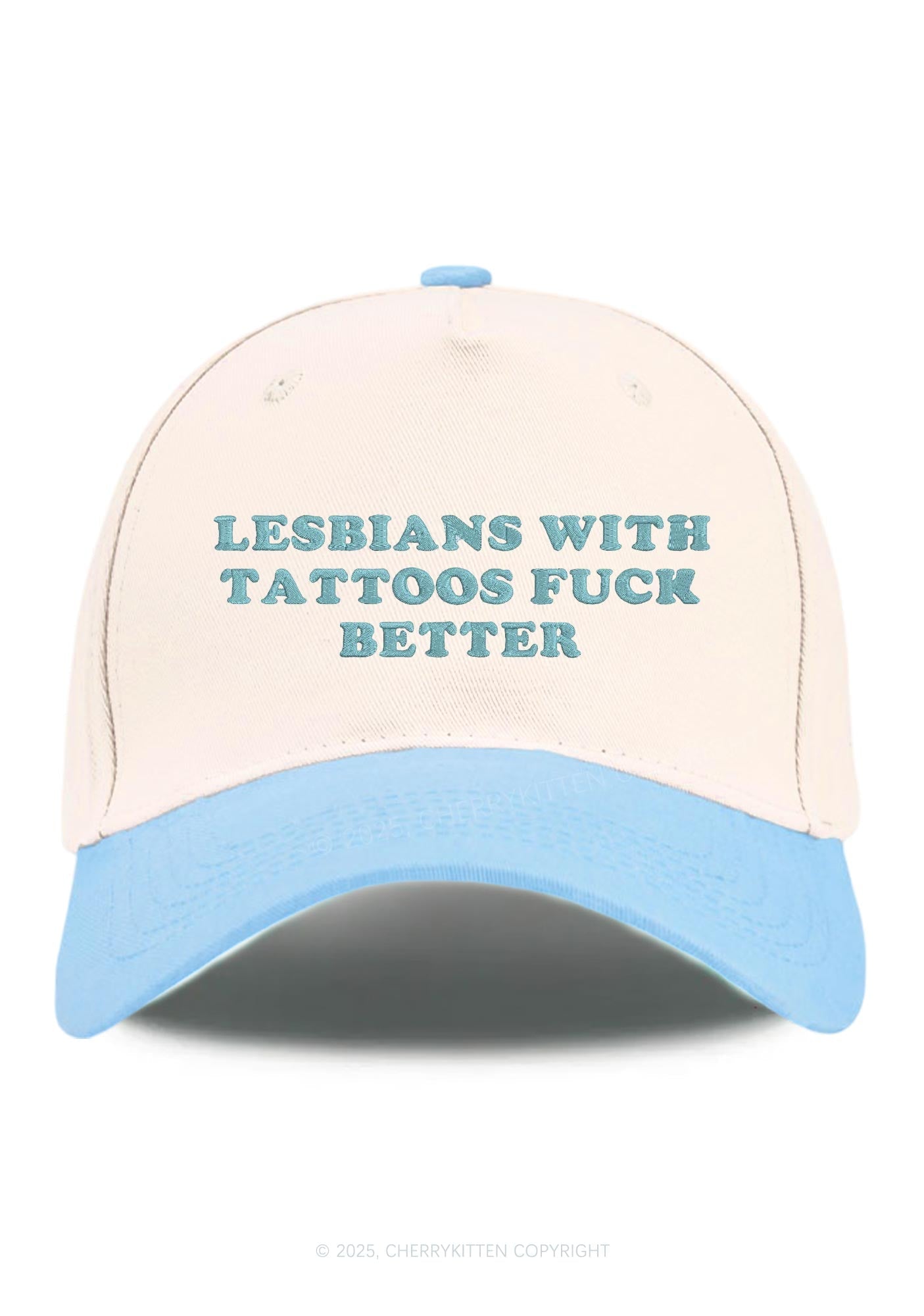 Embroidered Lesbians With Tattoos Pride Y2K Color Block Baseball Cap Cherrykitten