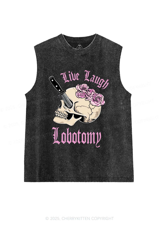 Live Laugh Lobotomy Skull Y2K Washed Muscle Tank Cherrykitten