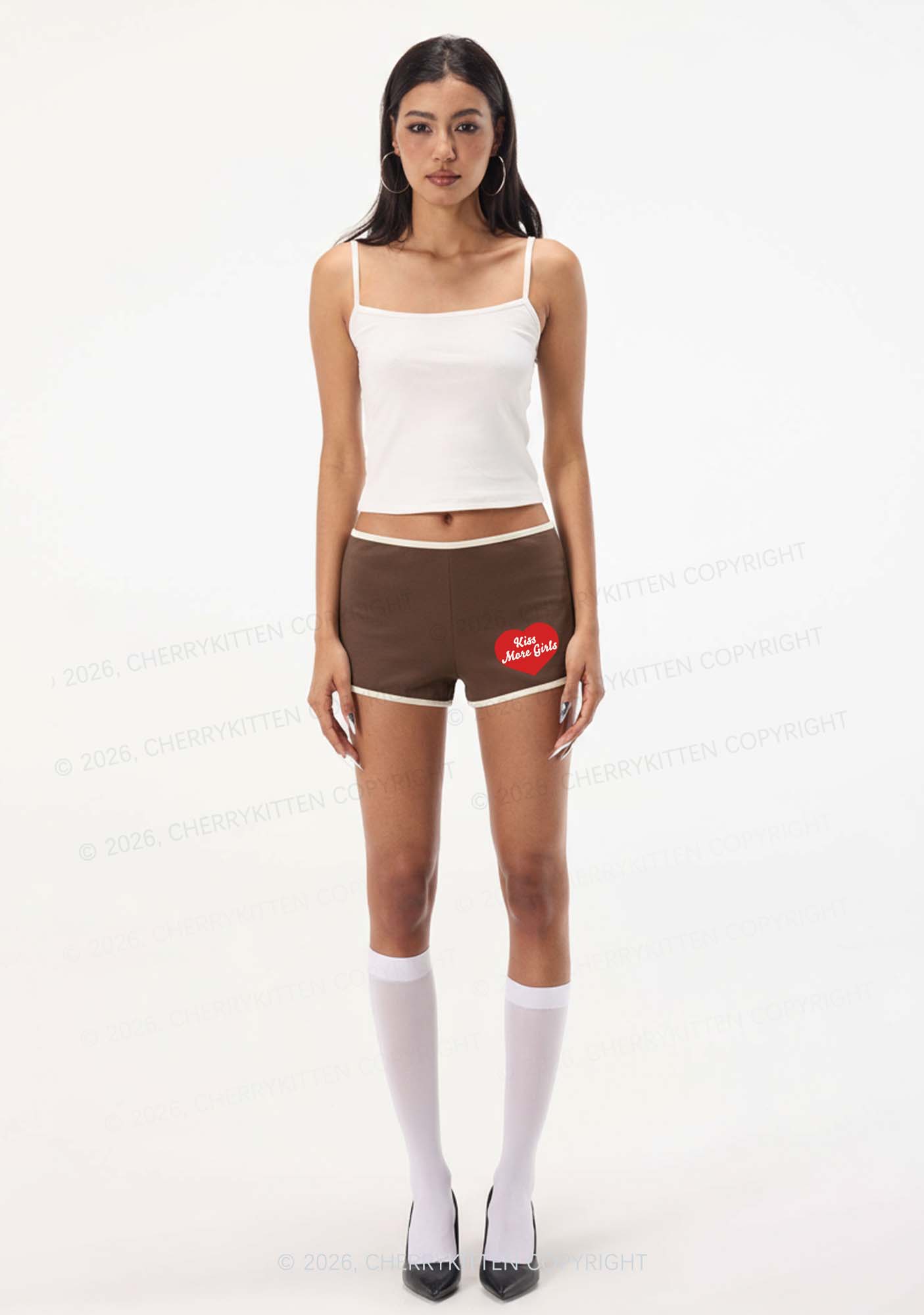 Kiss More Girls Pride Y2K Booty Shorts Cherrykitten