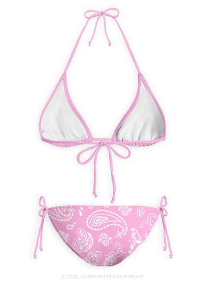 Pink Paisley Y2K Print Bikini Set Cherrykitten