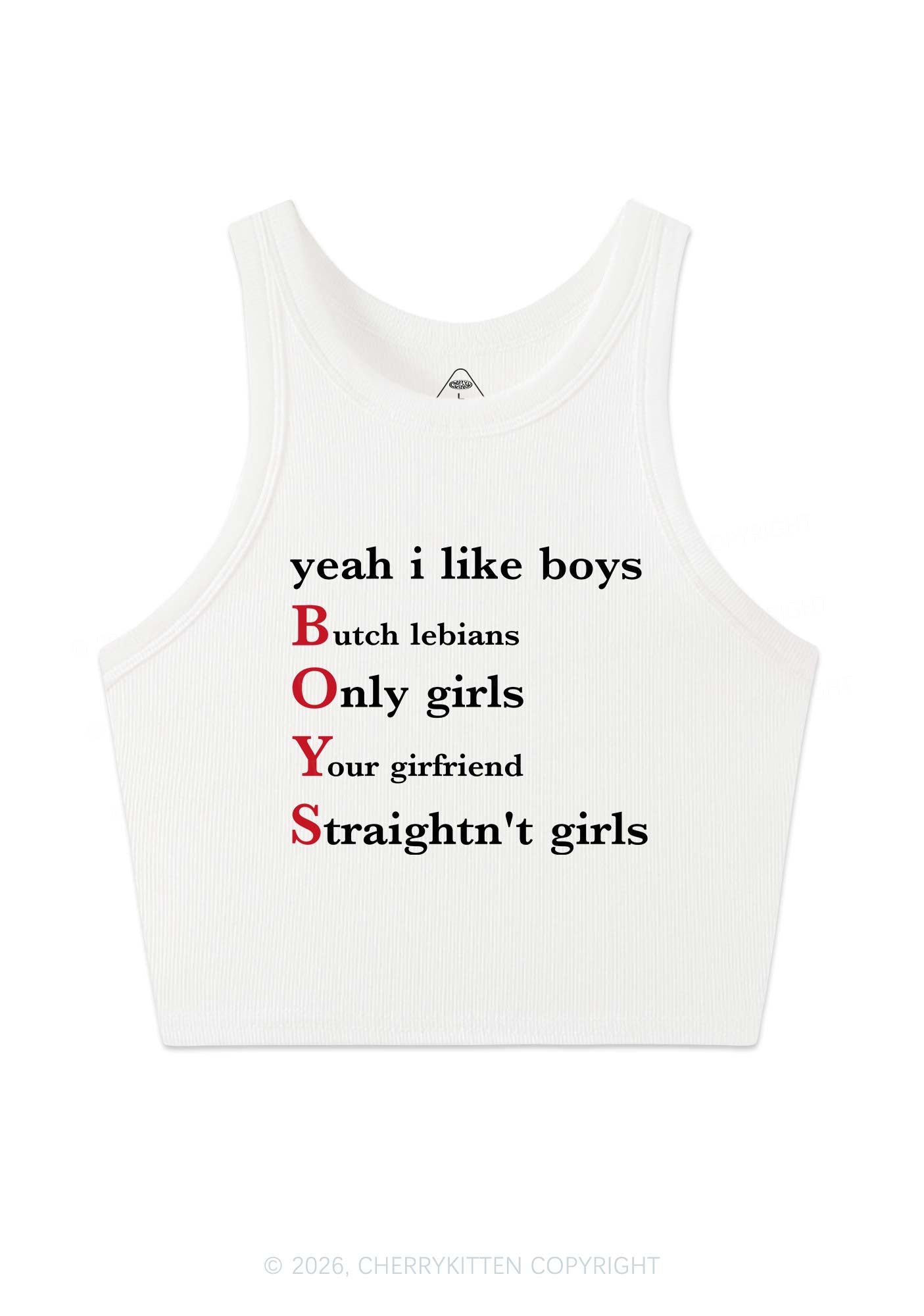 Yeah I Like Boys Pride Y2K Crop Tank Top Cherrykitten