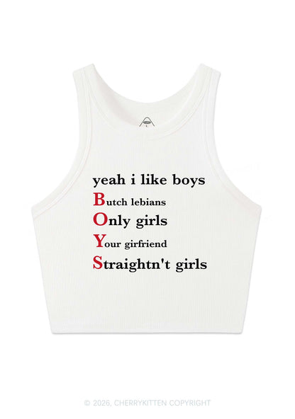 Yeah I Like Boys Pride Y2K Crop Tank Top Cherrykitten