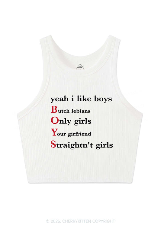 Yeah I Like Boys Pride Y2K Crop Tank Top Cherrykitten