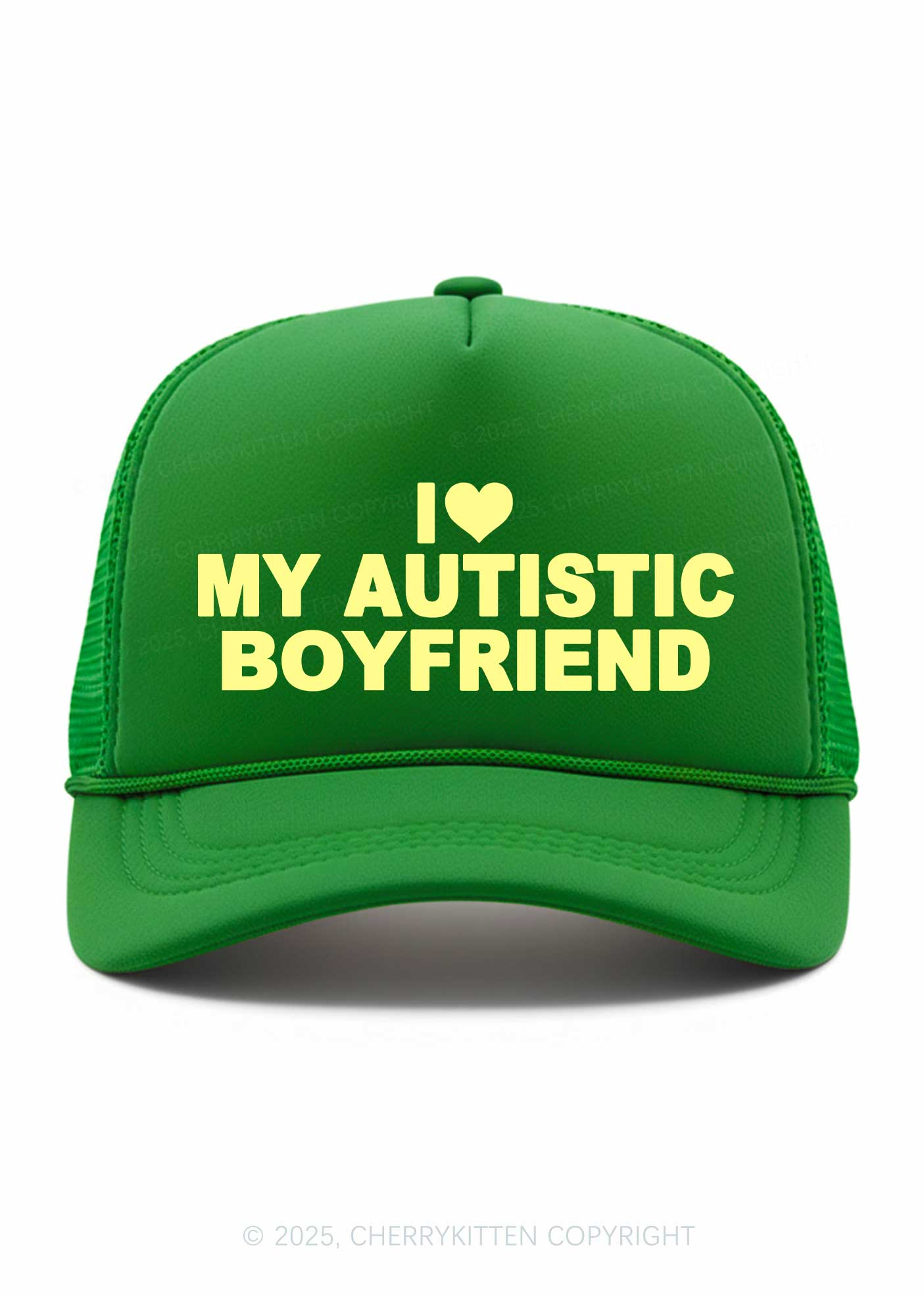 I Love My Autistic GF BF Valentine's Day Y2K Trucker Hat Cherrykitten