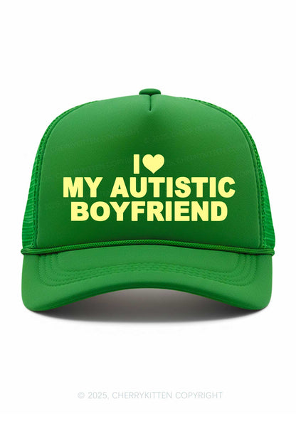 I Love My Autistic GF BF Valentine's Day Y2K Trucker Hat Cherrykitten