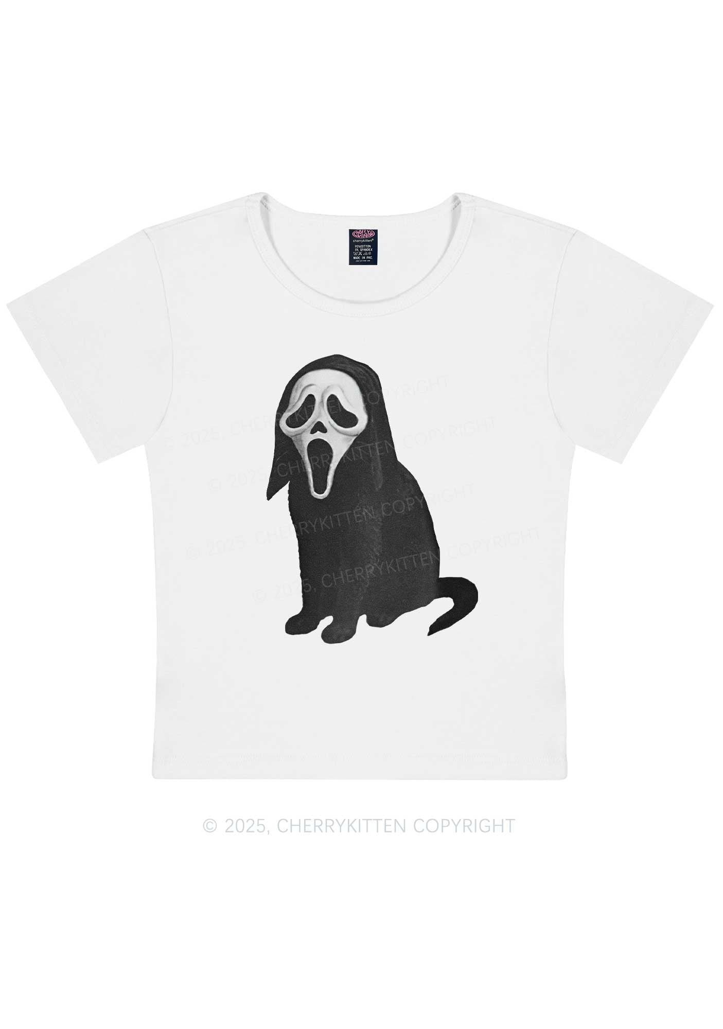 Halloween Ghostcat Y2K Baby Tee Cherrykitten