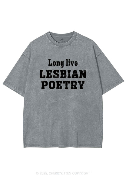 Lesbian Poetry Pride Y2K Shirts Washed Tee Cherrykitten