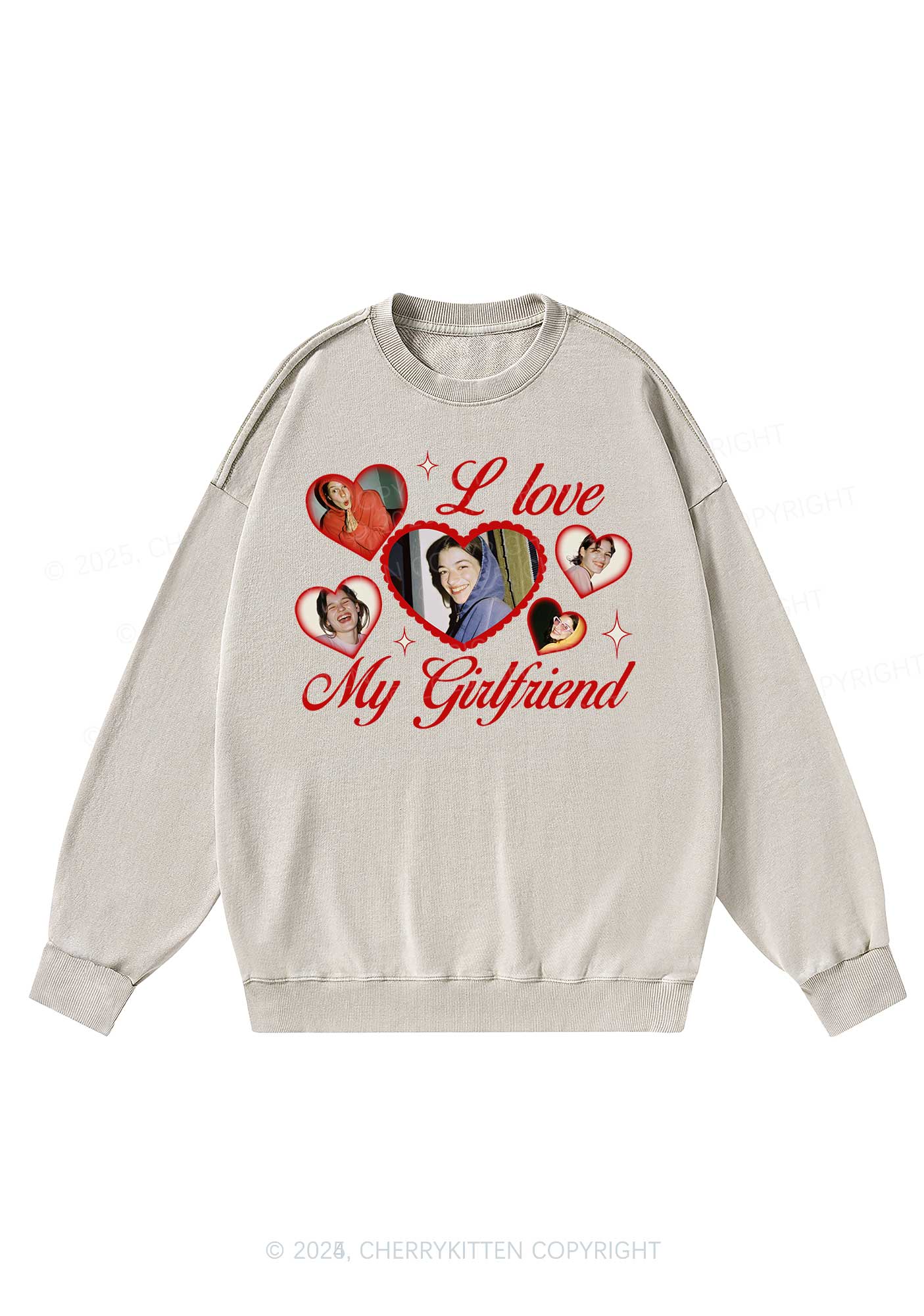 Custom Boyfriend Photos Y2K Washed Sweatshirts Cherrykitten