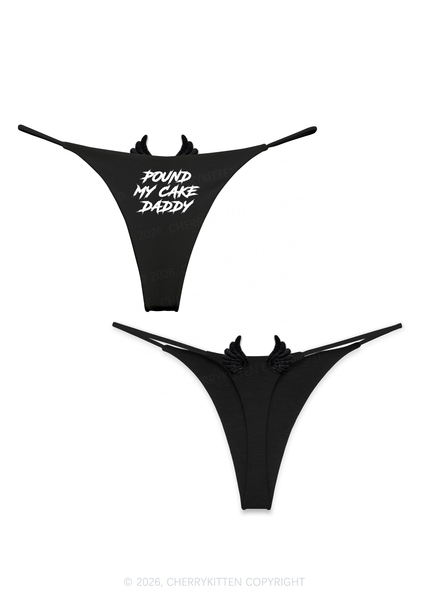 Pound My Cake Daddy Y2K Goth Angel Wings Bikini String Thong Cherrykitten