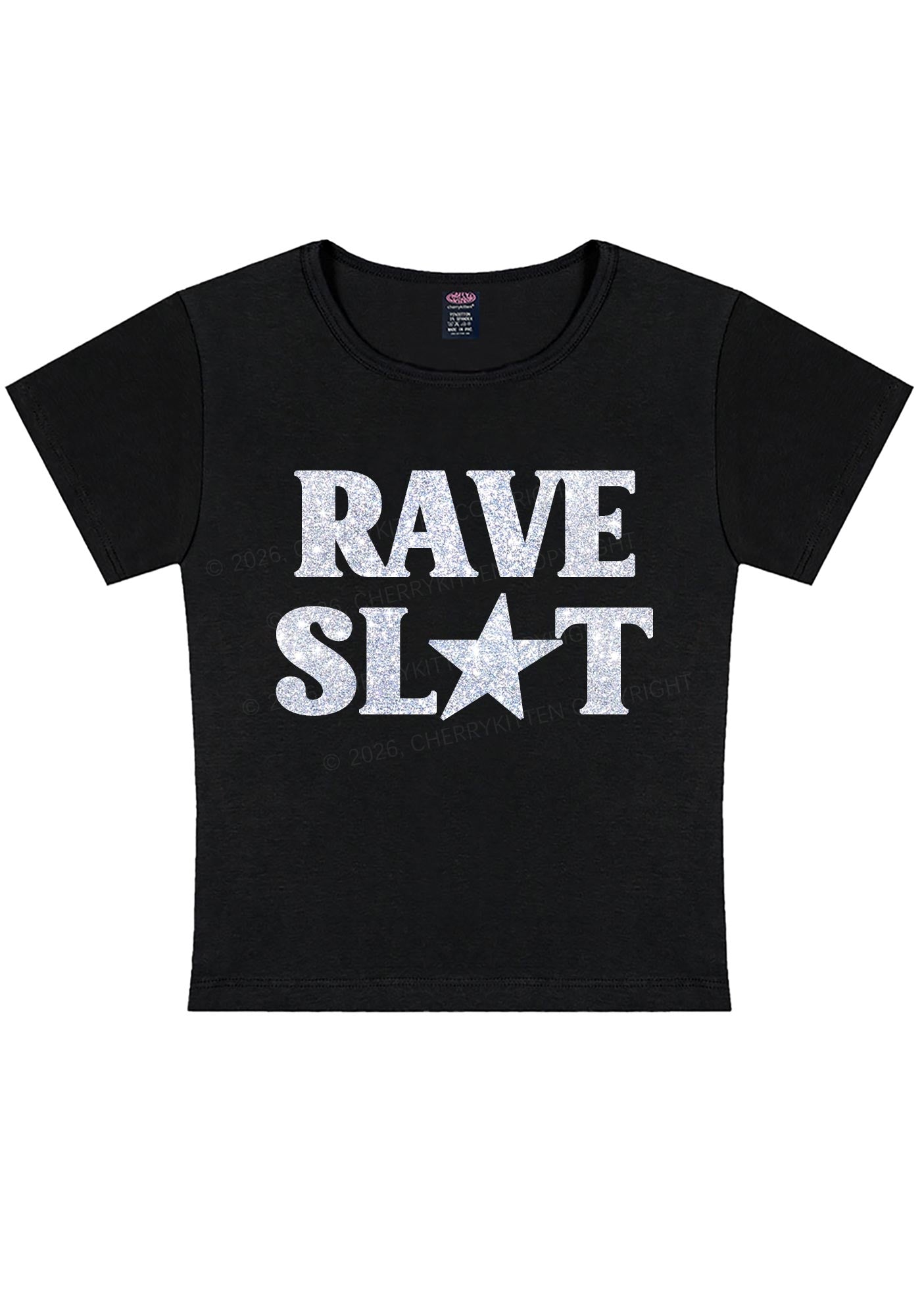 Glitter Rave Slxt Y2K Baby Tee Cherrykitten
