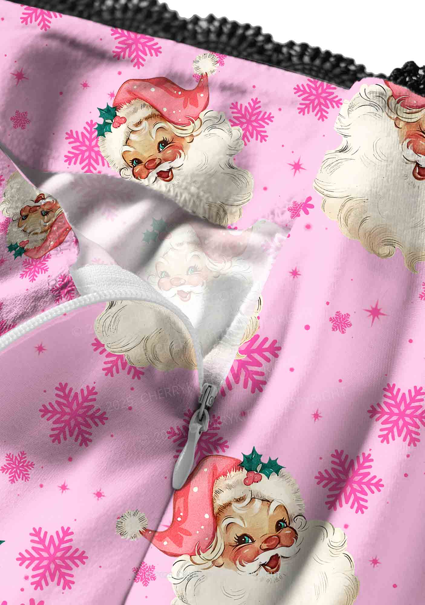 Christmas Pink Santa Y2K Print Midi Skirt Cherrykitten