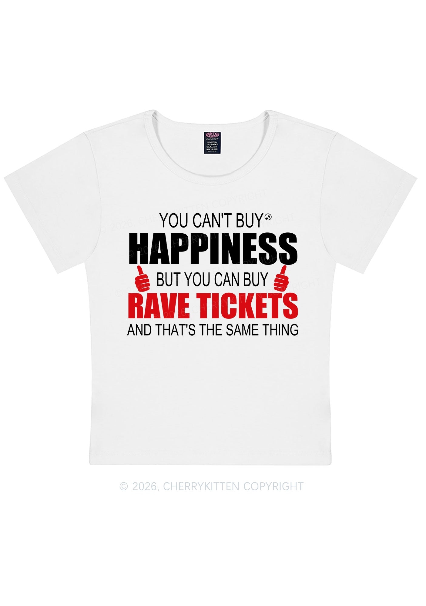 Happiness Rave Tickets Y2K Baby Tee Cherrykitten