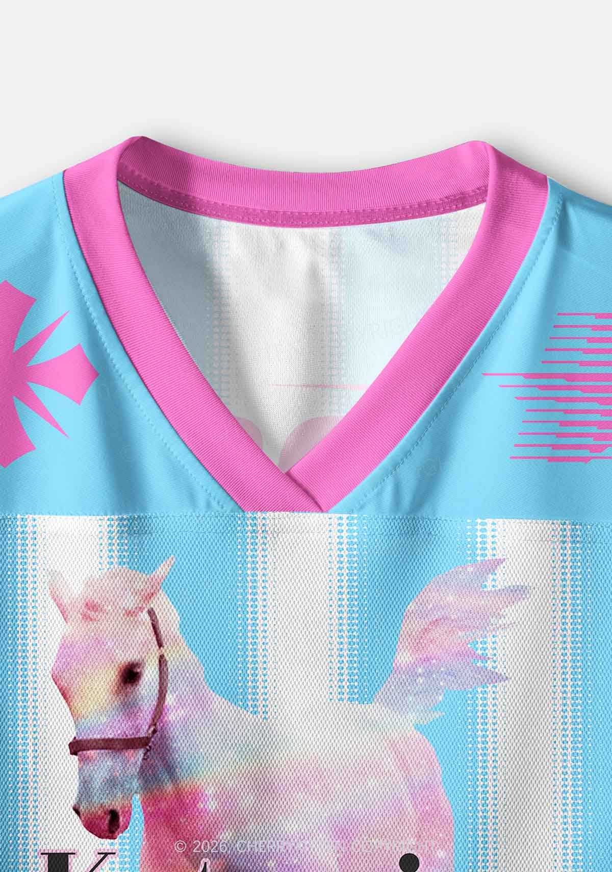 Blue K Horse Y2K Crop Sport Jersey Shirts Cherrykitten
