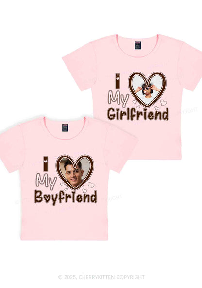 Custom BF GF Brown Heart Y2K Valentine's Day Baby Tee Cherrykitten