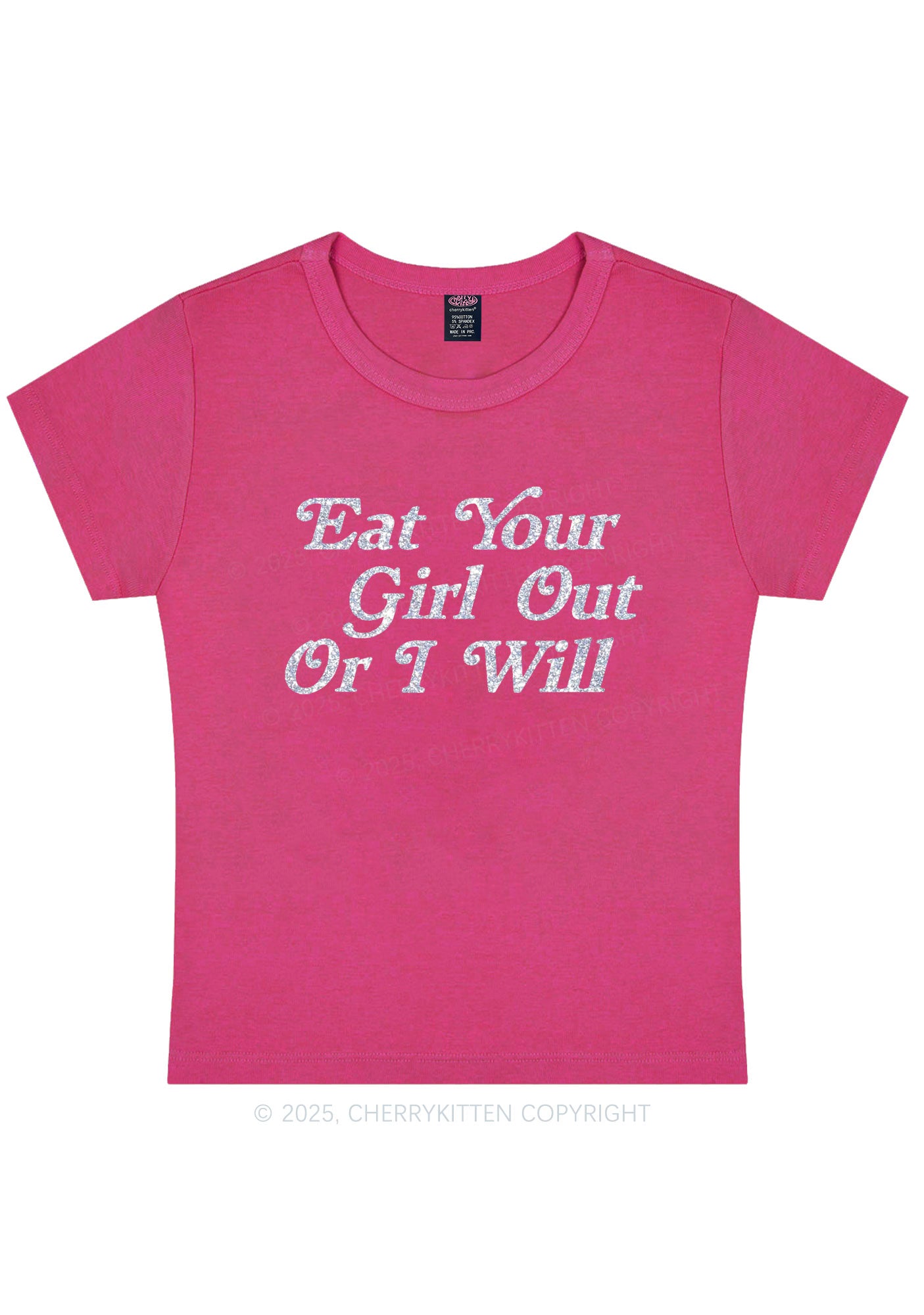 Glitter Eat Your Girl Out Y2K Baby Tee Cherrykitten