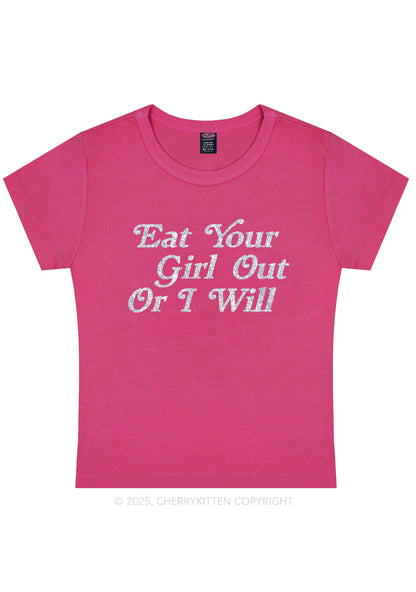 Glitter Eat Your Girl Out Y2K Baby Tee Cherrykitten