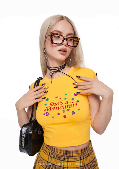 She's A Maneater Y2K Baby Tee Cherrykitten