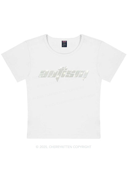 Curvy Rhinestone Autism Y2K Baby Tee Cherrykitten