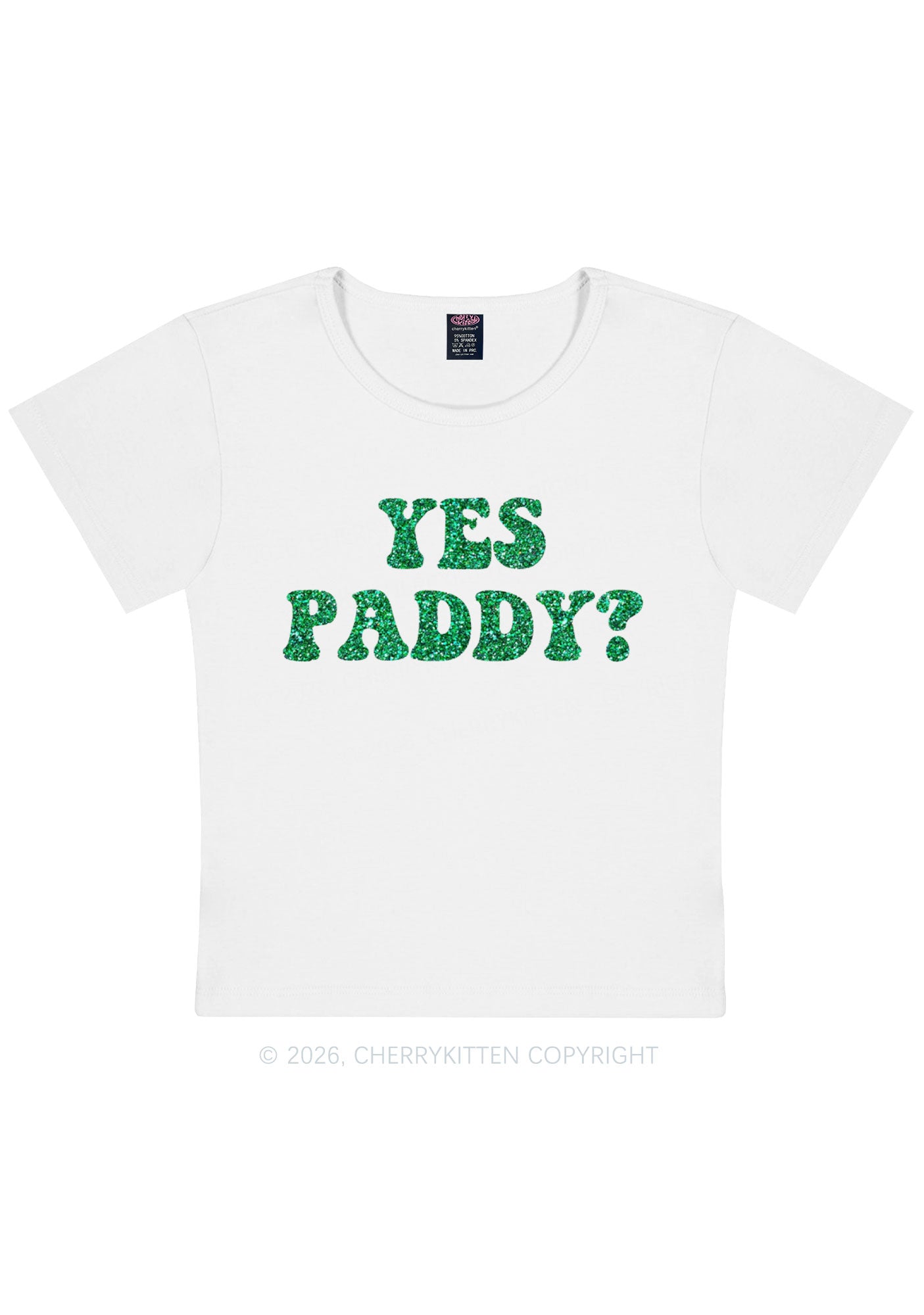 Glitter Yes Paddy St Patricks Y2K Baby Tee Cherrykitten