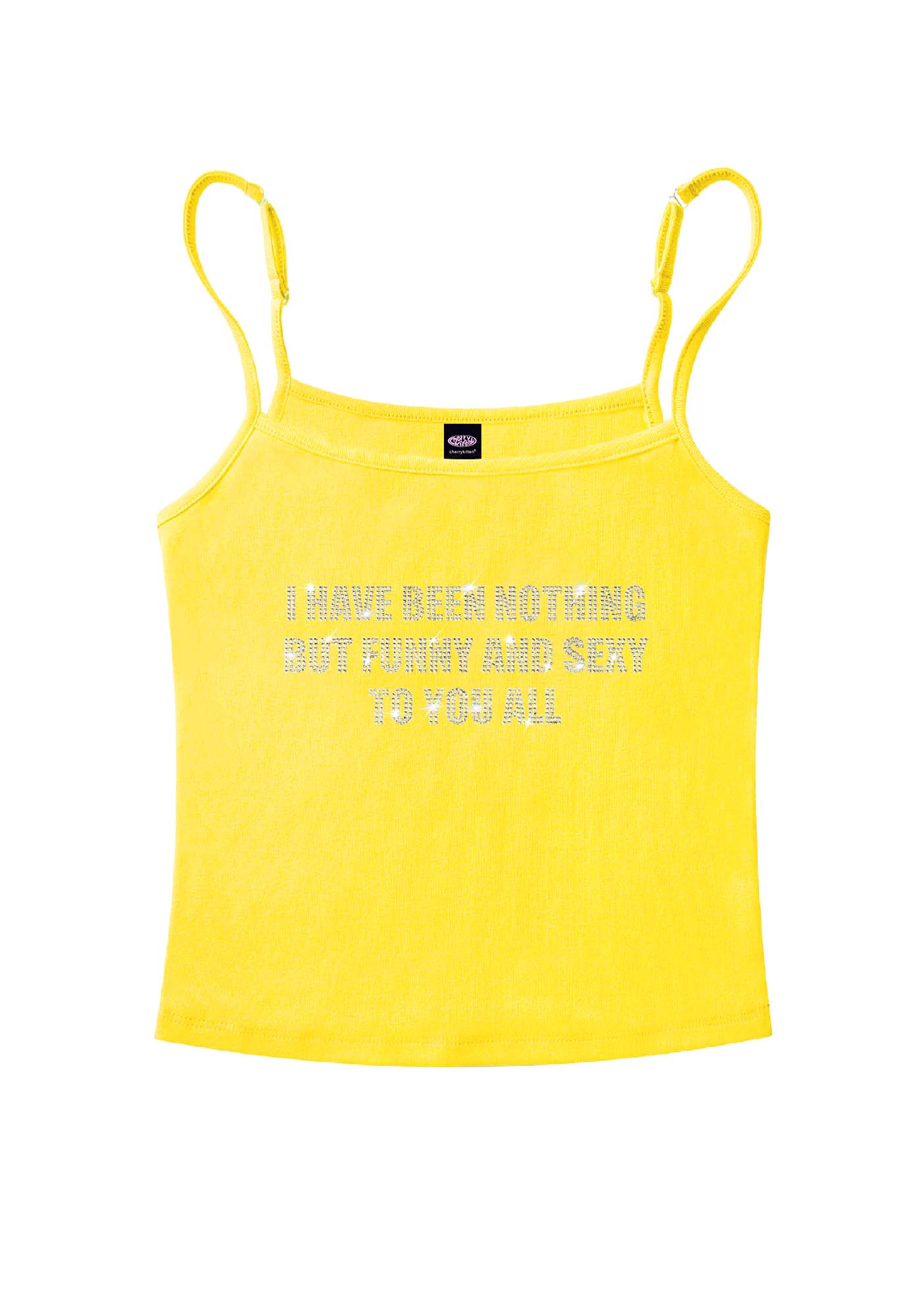 Rhinestone I Have Been Funny Y2K Spaghetti Strap Cami Cherrykitten