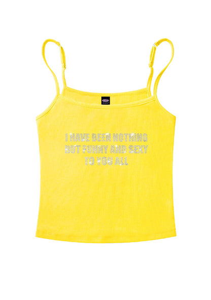 Rhinestone I Have Been Funny Y2K Spaghetti Strap Cami Cherrykitten