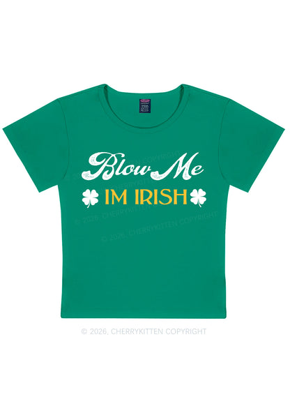 Blow Me Im Irish St Patricks Y2K Baby Tee Cherrykitten