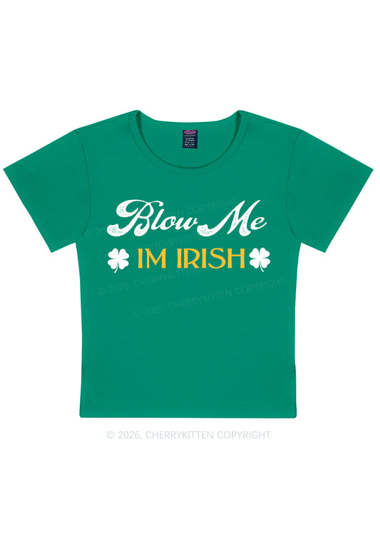 Blow Me Im Irish St Patricks Y2K Baby Tee Cherrykitten