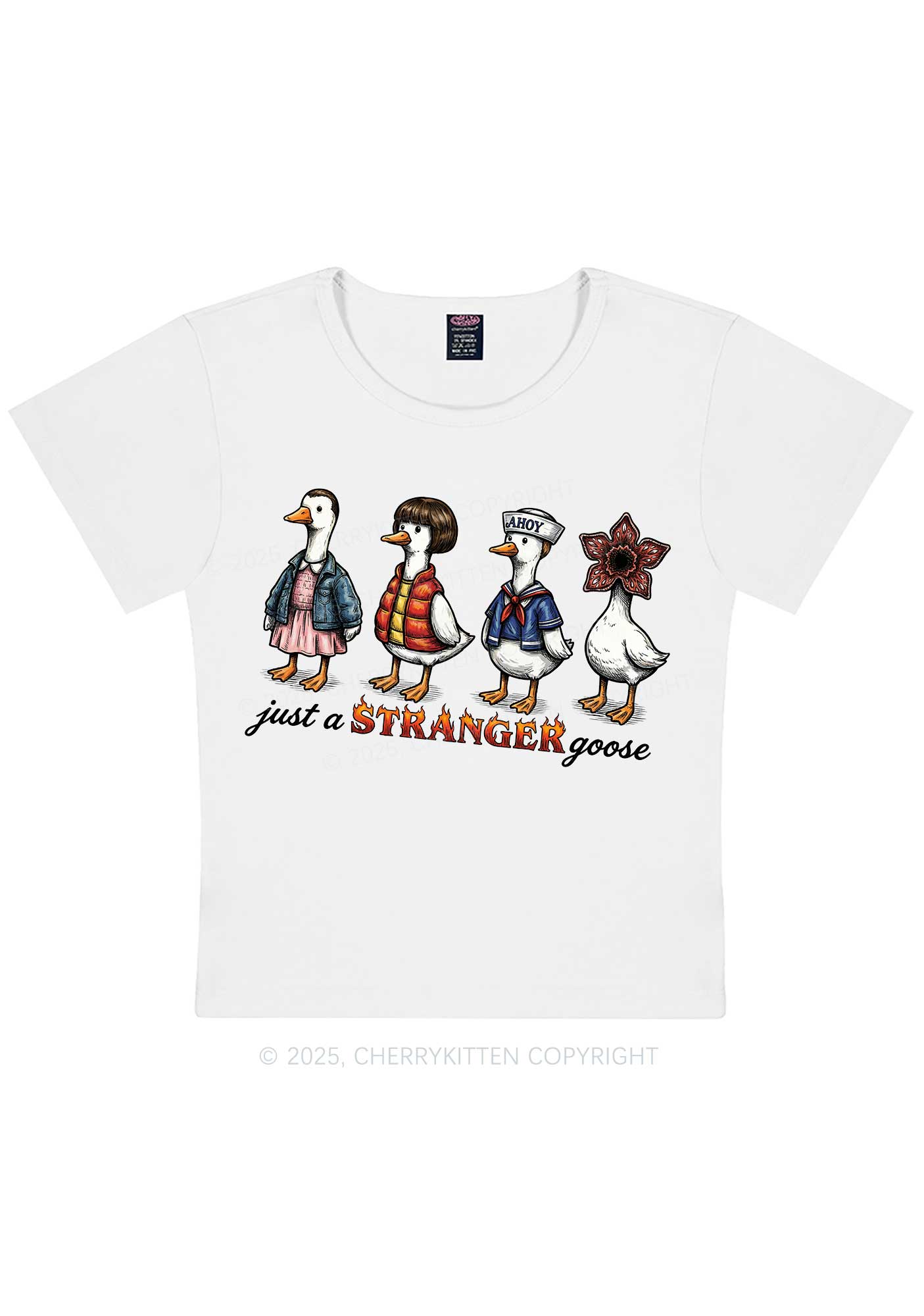 Just A Stranger Goose Y2K Baby Tee Cherrykitten