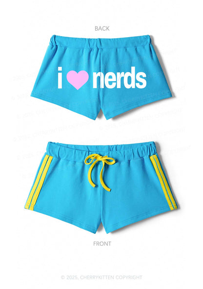 I Love Nerds Y2K Drawstring Mini Shorts Cherrykitten