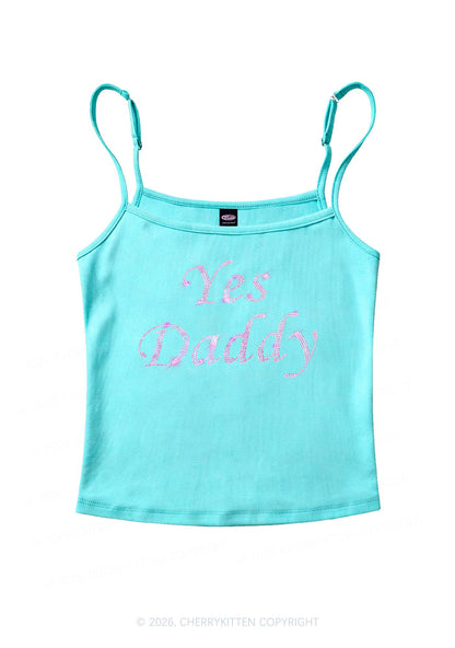 Rhinestone Yes Daddy Y2K Spaghetti Strap Cami Cherrykitten
