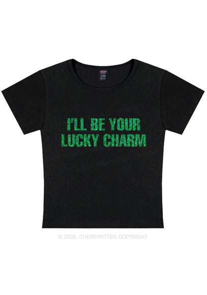 Glitter Be Your Lucky Charm St Patricks Y2K Baby Tee Cherrykitten