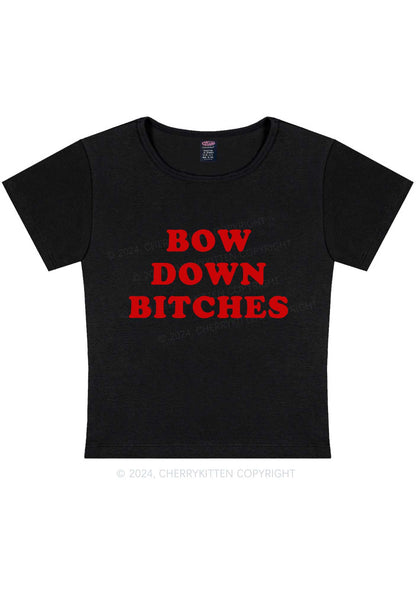 Curvy Bow Down Bxxches Y2K Baby Tee Cherrykitten