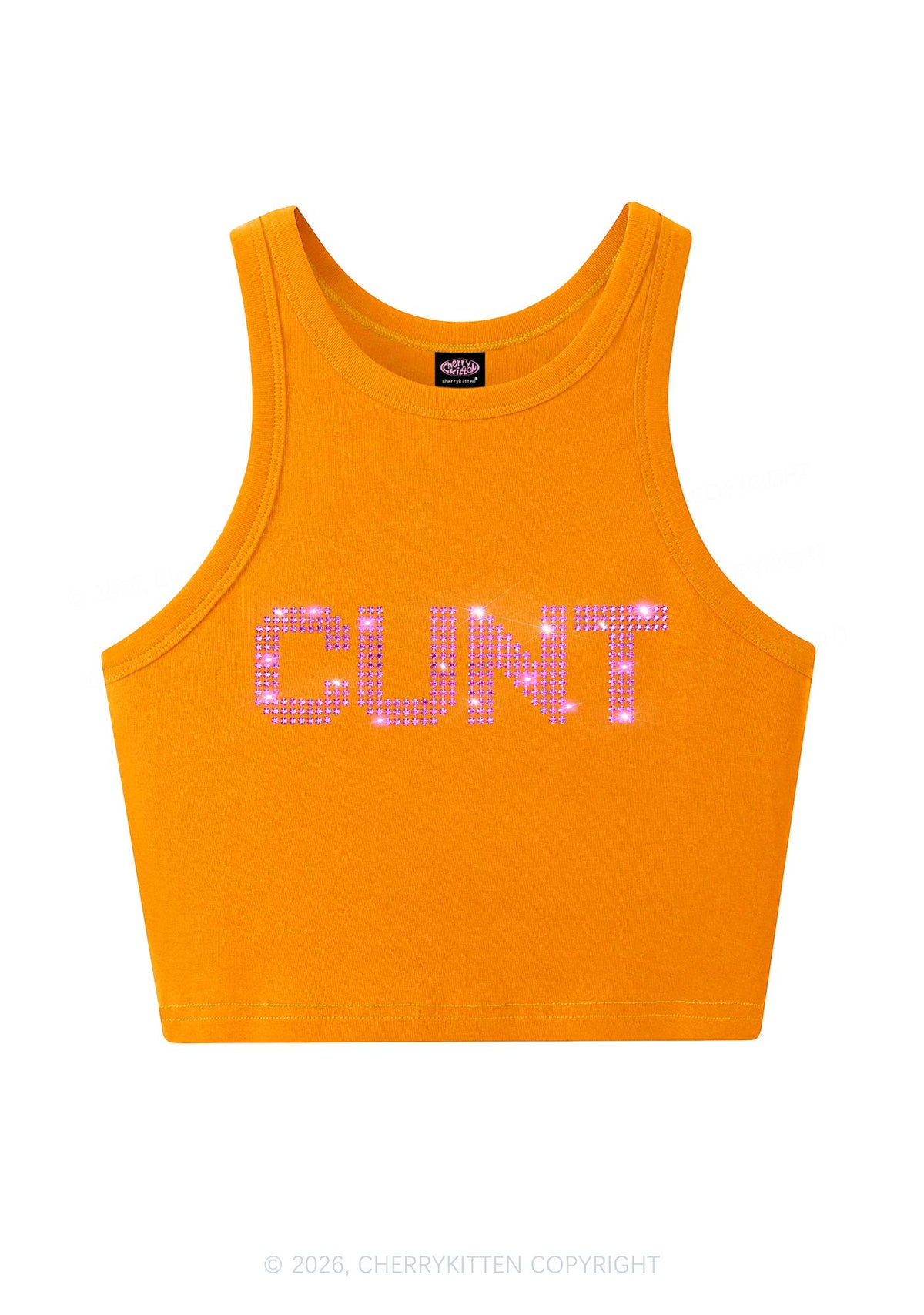 Rhinestone Pink Cxxt Y2K Crop Tank Top Cherrykitten