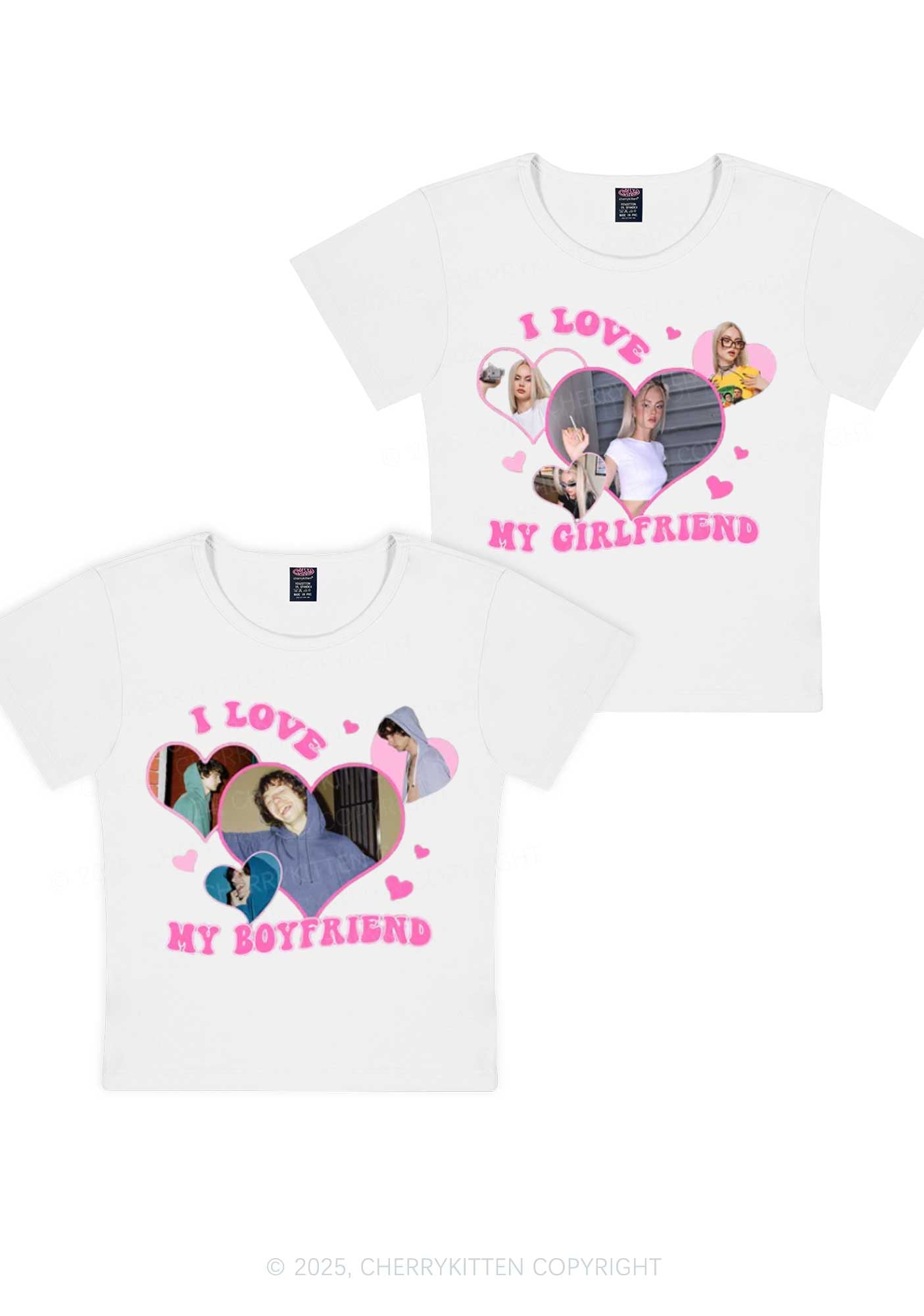 Custom GF BF Photo Y2K Valentine's Day Baby Tee Cherrykitten