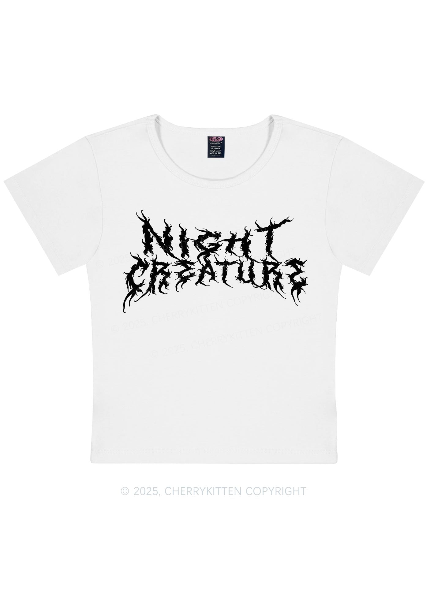 Night Creature Y2K Baby Tee Cherrykitten