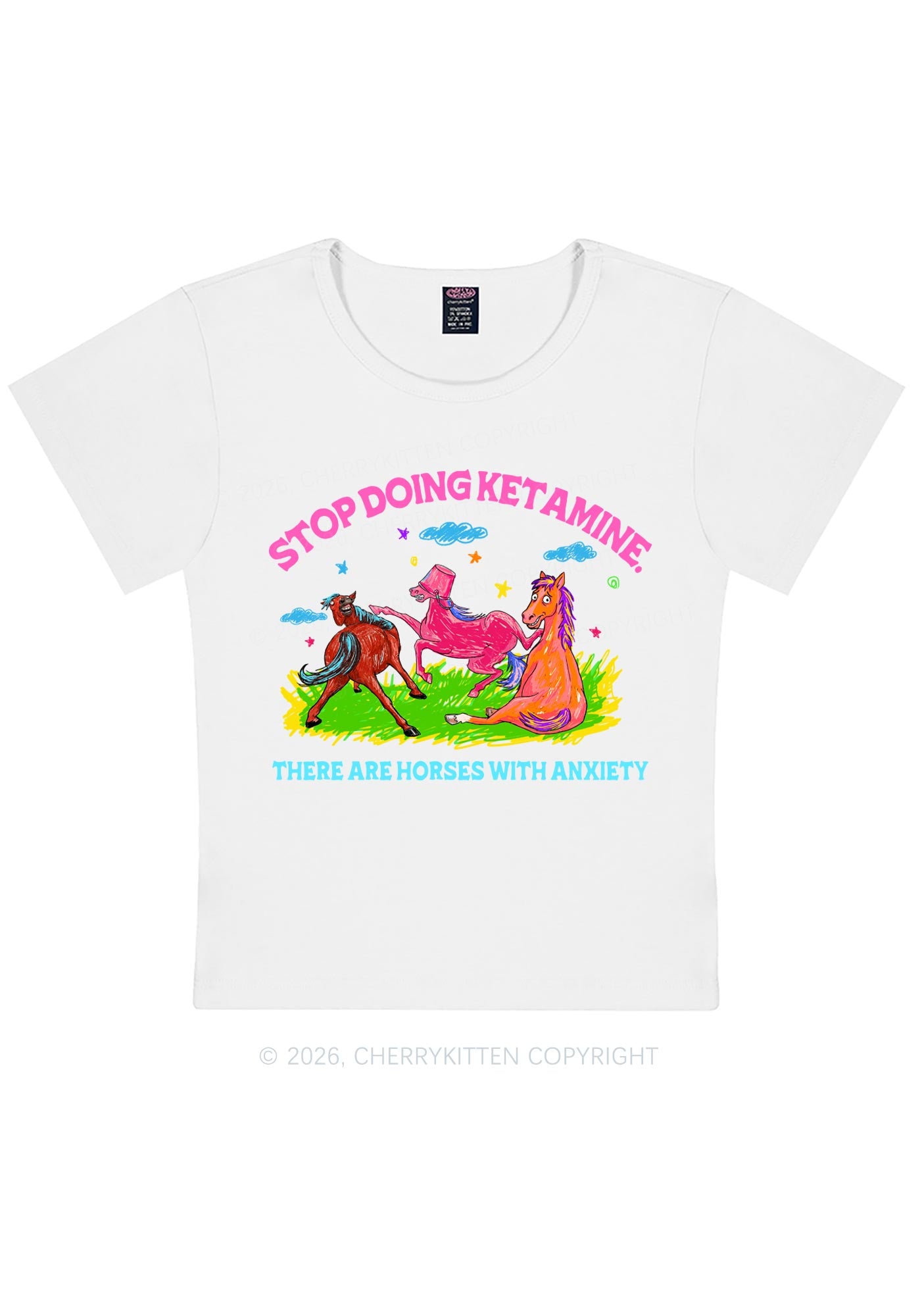 Horses With Anxiety Y2K Baby Tee Cherrykitten