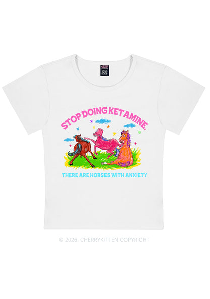 Horses With Anxiety Y2K Baby Tee Cherrykitten