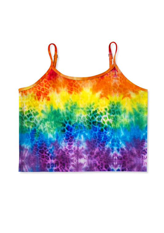 Rainbow Leopard Tie Dye Pride Y2K Print Cami Crop Top Cherrykitten