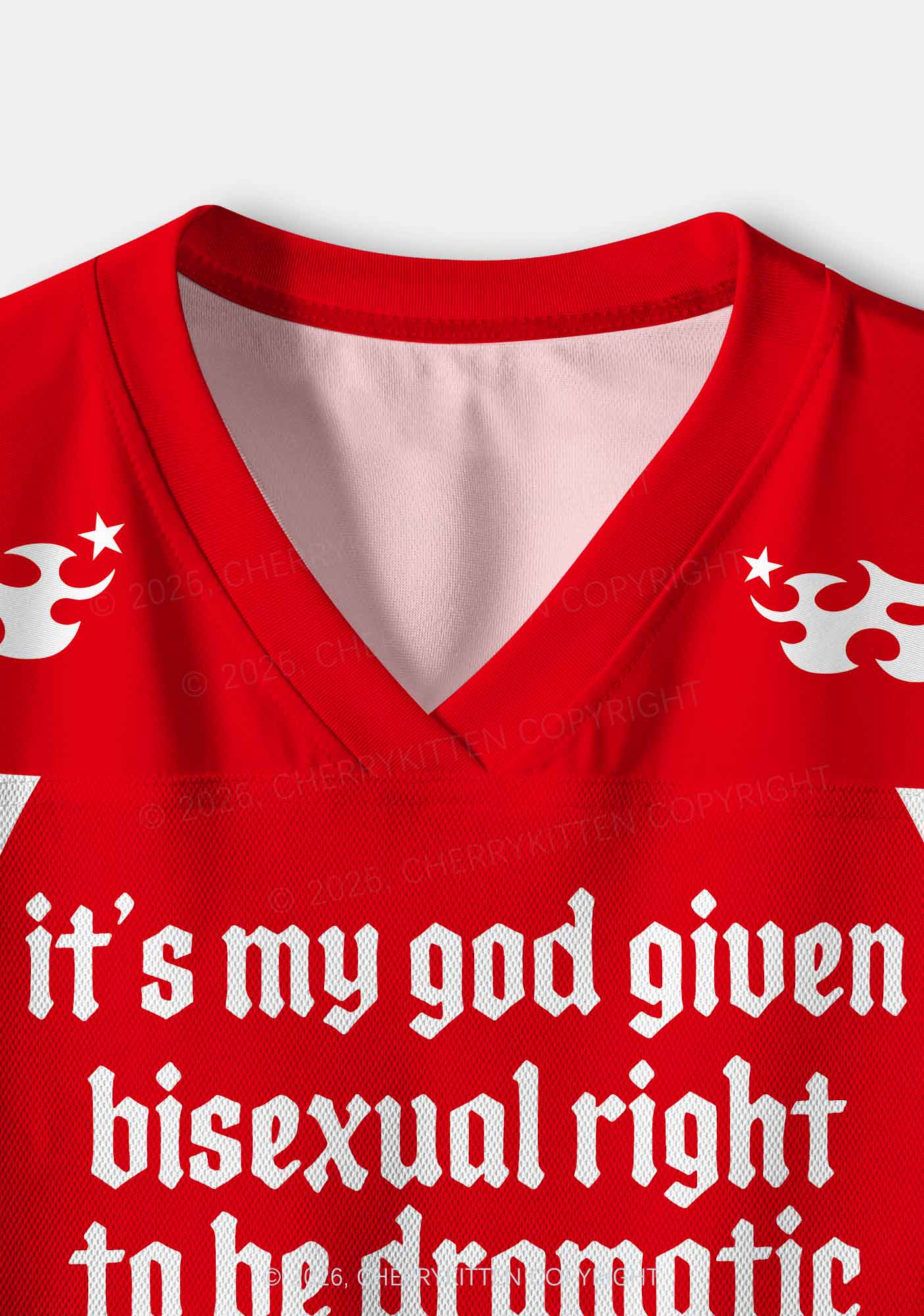God Given Bisexual Right Pride Y2K Crop Sport Jersey Shirts Cherrykitten