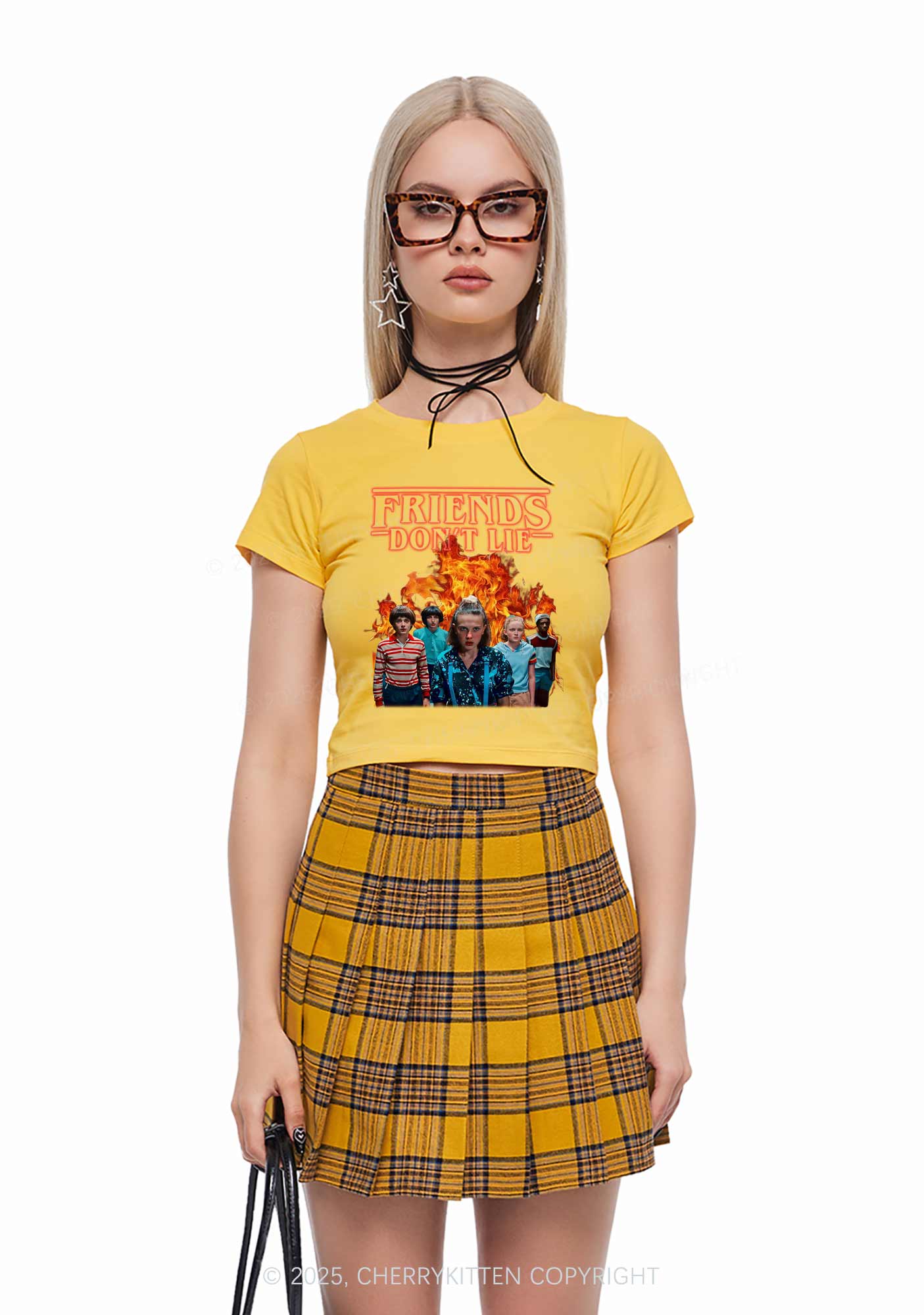 Real Friends Y2K Baby Tee Cherrykitten